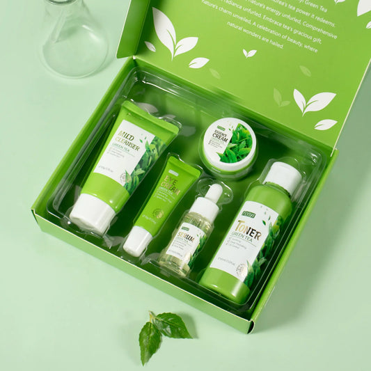 Skin Care Set Green Tea Facial Cleaner Soothes Skin Face Toner tea Serum Moisturizing Cream Repairing Eye Cream Kits