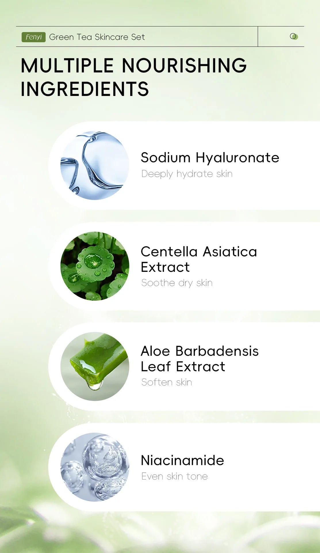 Skin Care Set Green Tea Facial Cleaner Soothes Skin Face Toner tea Serum Moisturizing Cream Repairing Eye Cream Kits