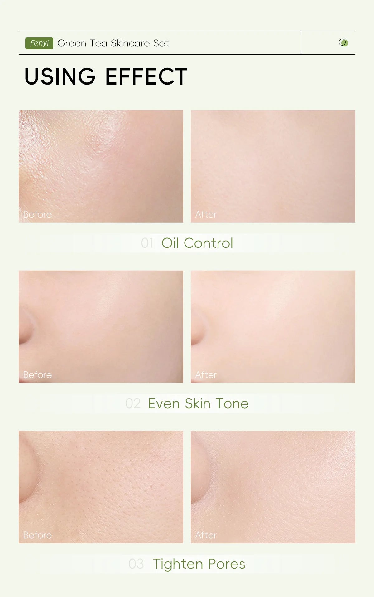 Skin Care Set Green Tea Facial Cleaner Soothes Skin Face Toner tea Serum Moisturizing Cream Repairing Eye Cream Kits